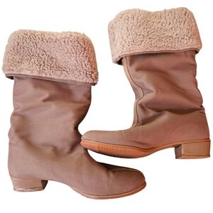 Vintage Golo Performer Heeled Pull On Boots Size 8.5 M Taupe Fabric Vibra